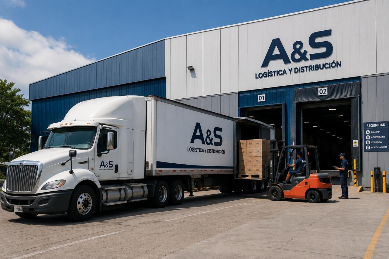 Camión de A&S en centro logístico con operación de carga